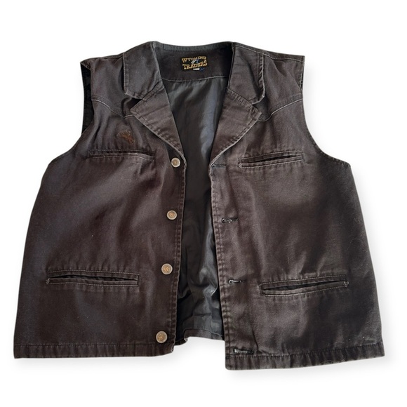 Wyoming Traders Vest Men Medium Brown Lined Canvas Western Ranch Rodeo Cowboy - Picture 3 of 11